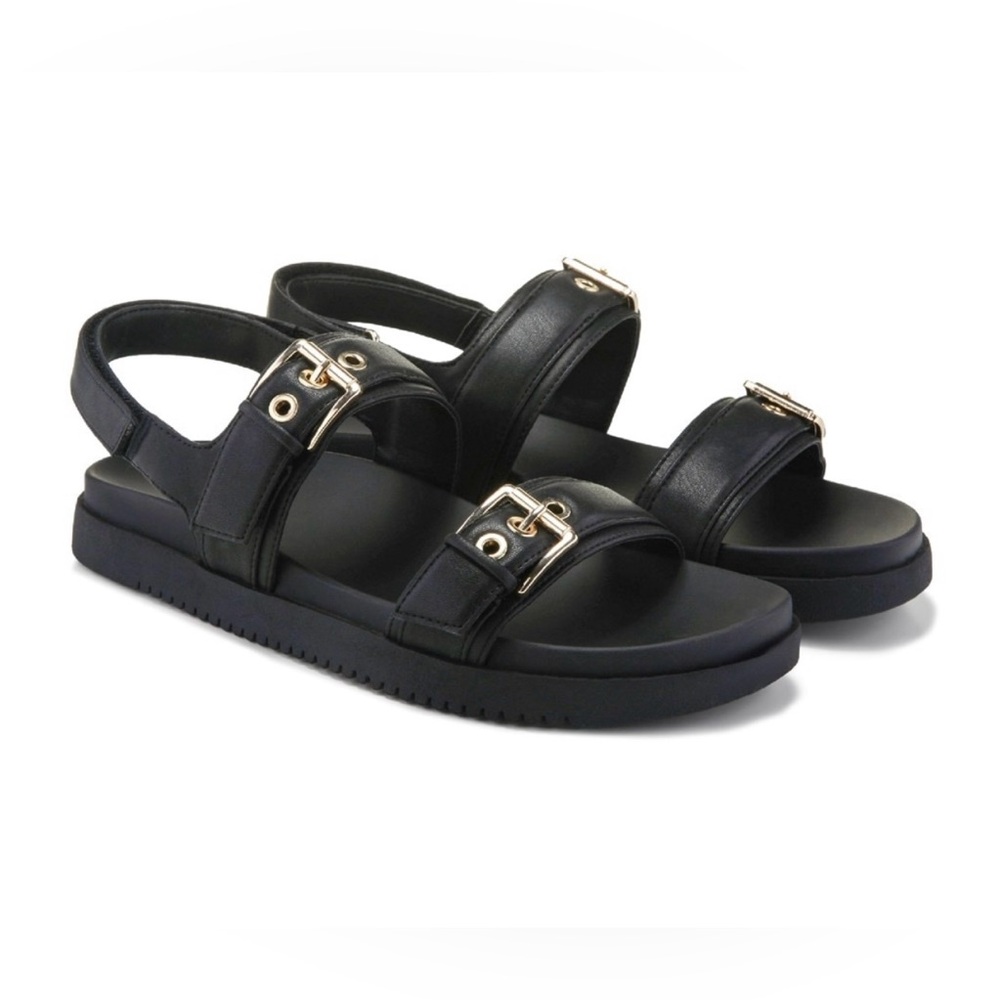 Madden Girl Sprintt Chunky Flat Sandals In Black Size 10 Classic New With Box - Picture 16 of 16